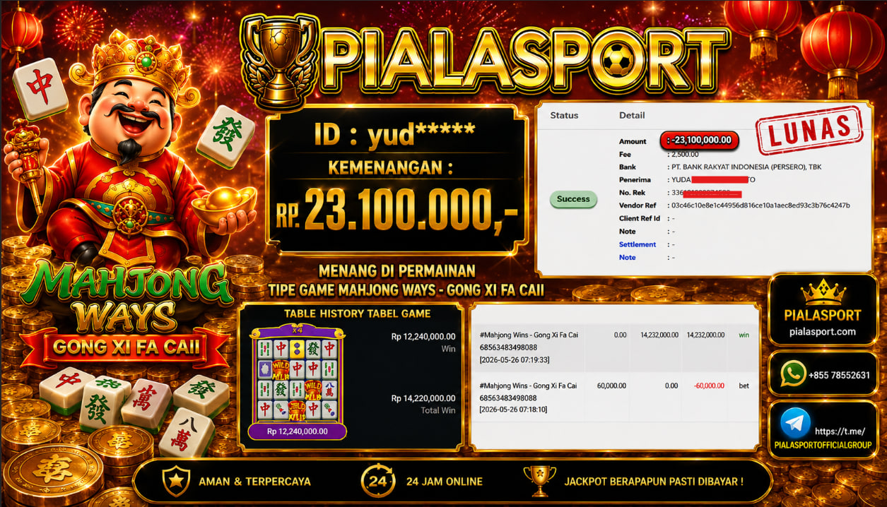 PIALASPORT JACKPOT SLOT MAHJONG WAYS - GONG XI FA CAII Rp.23.100.000,- LUNAS