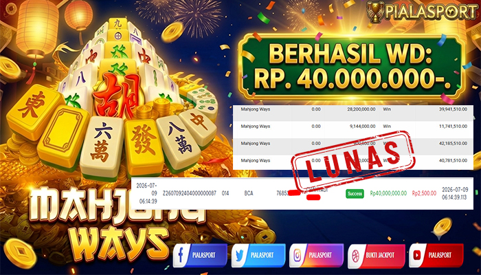 PIALASPORT JACKPOT SLOT Mahjong Ways Rp.40.000.000, BERHASIL WITHDRAW DIBAYAR LUNAS