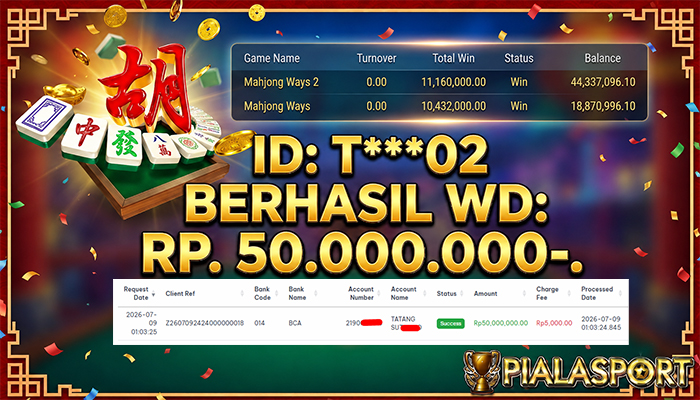 PIALASPORT JACKPOT SLOT Mahjong Ways Rp.50.000.000, BERHASIL WITHDRAW DIBAYAR LUNAS