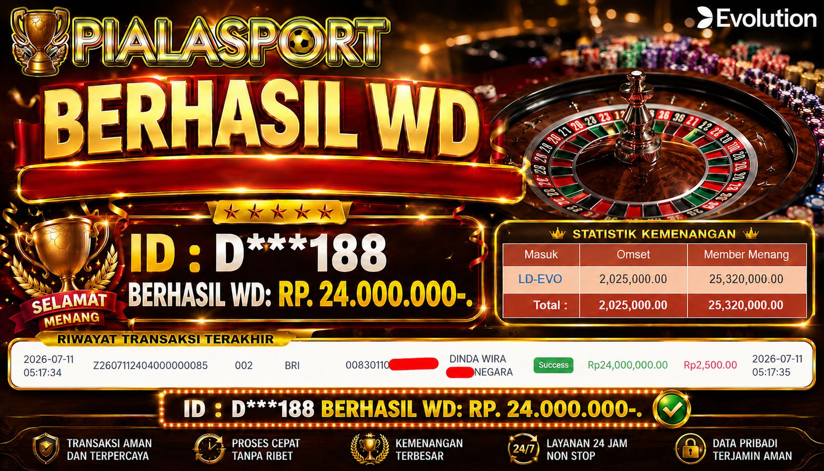 PIALASPORT JACKPOT  gameevolution casino Table Rp.24.000.000, BERHASIL WITHDRAW DIBAYAR LUNAS