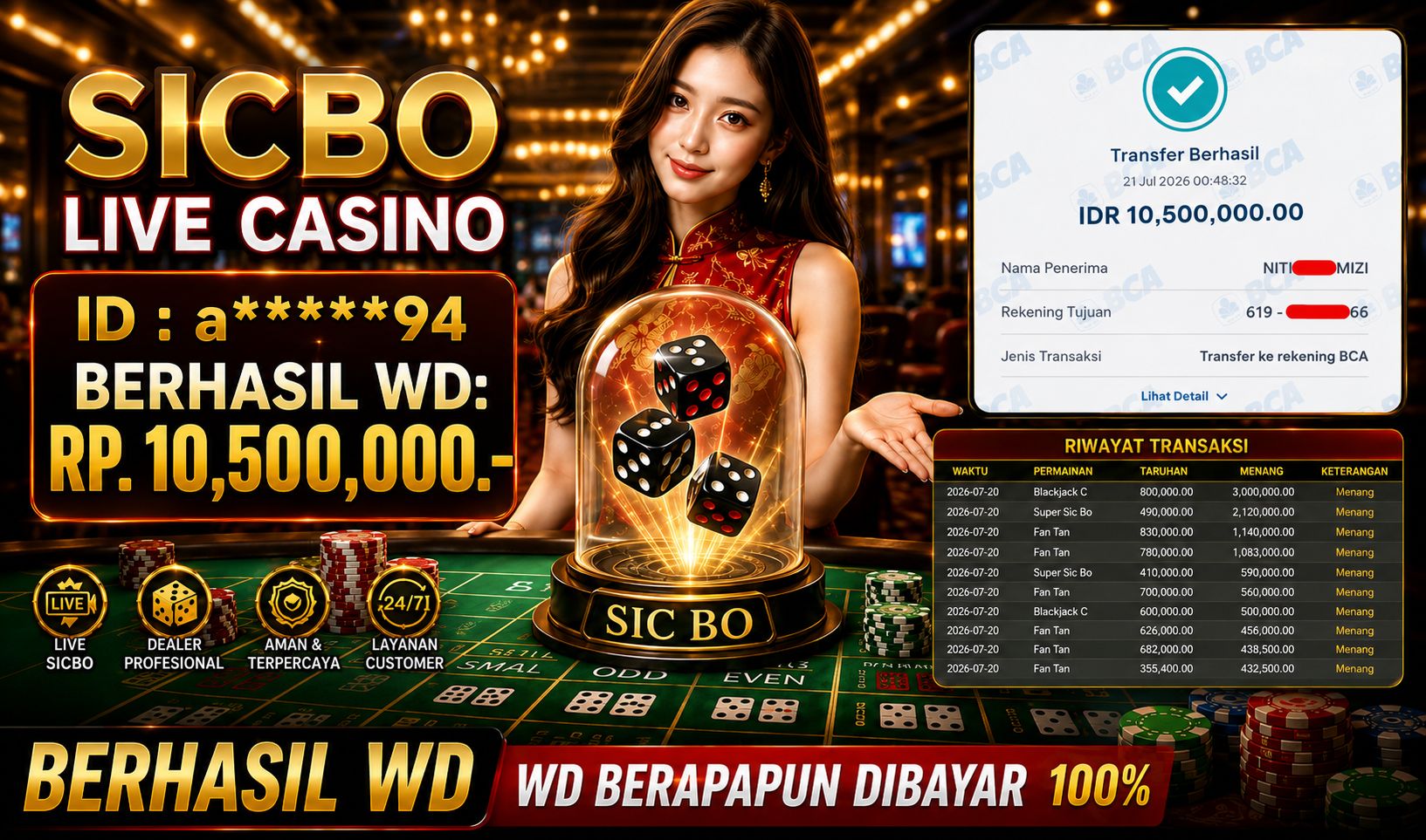 PIALASPORT JACKPOT SICBO LIVECASINO Rp.10.500.000, BERHASIL WITHDRAW DIBAYAR LUNAS