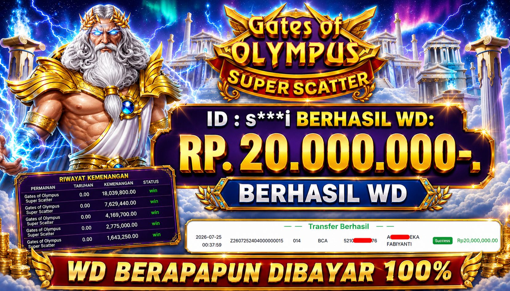 PIALABET JACKPOT SLOT Gates of Olympus Super Scatter Rp.20,000,000,- DIBAYAR LUNAS