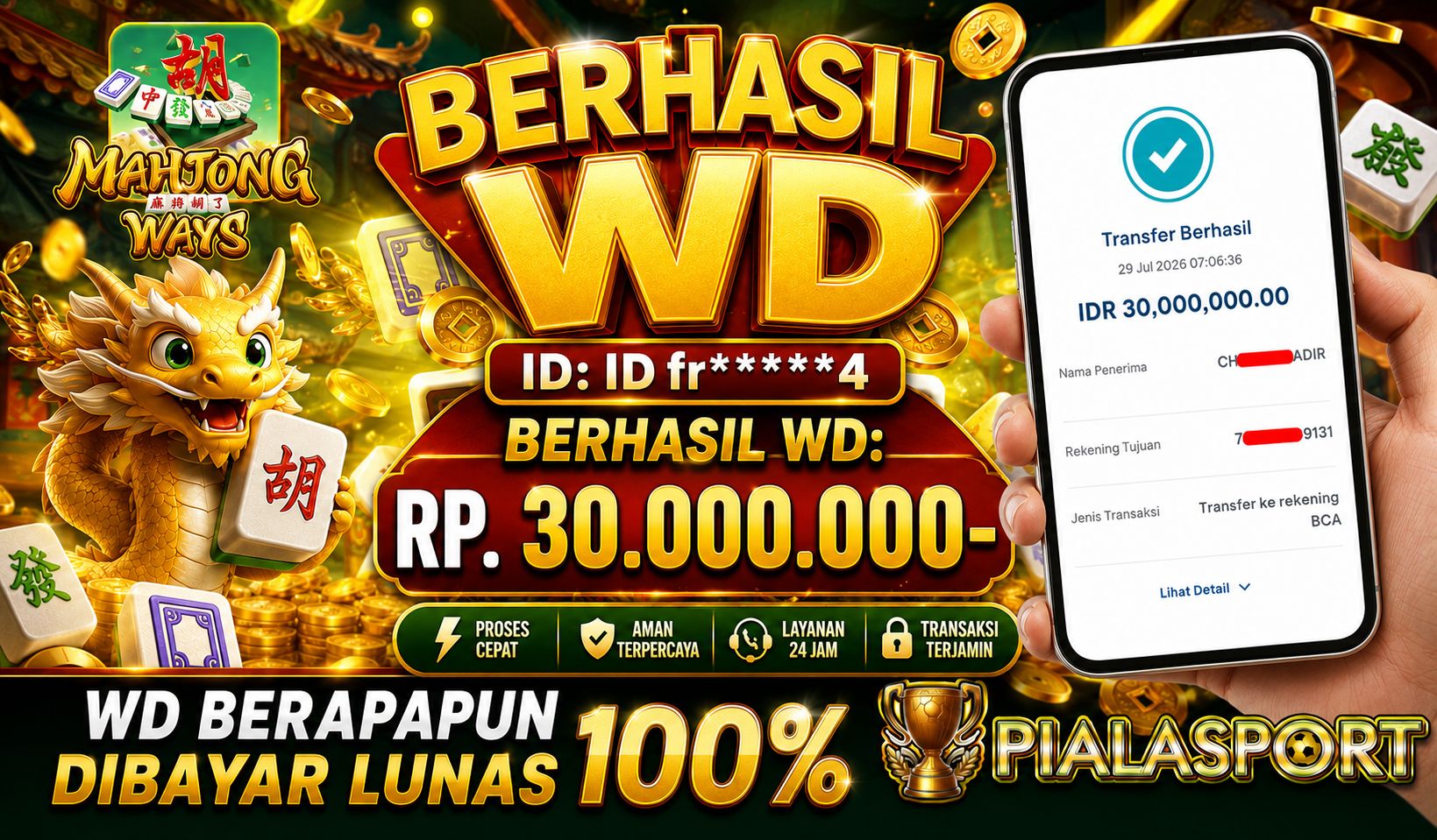 PIALASPORT JACKPOT  'Mahjong Ways Table Rp.30.000.000, BERHASIL WITHDRAW DIBAYAR LUNAS