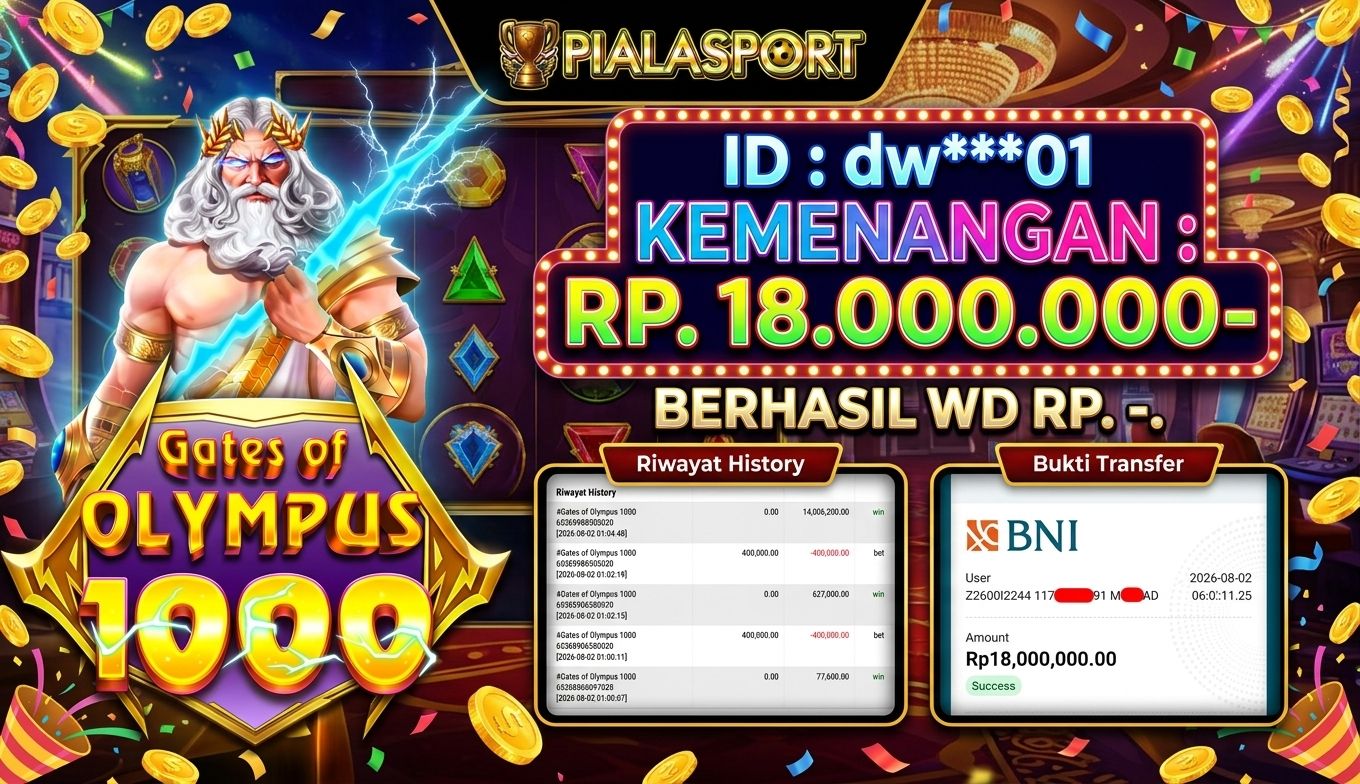 PIALASPORT JACKPOT  'Gates of Olympus 1000 Table Rp.18.000.000, BERHASIL WITHDRAW DIBAYAR LUNAS
