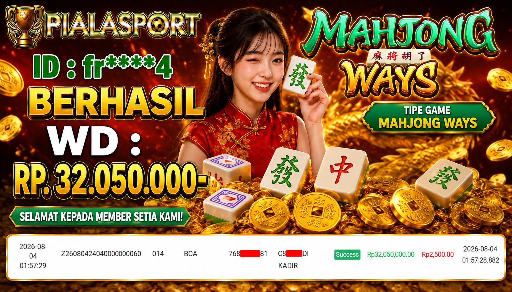 PIALASPORT JACKPOT  'mahjong ways Rp.32.050.000, BERHASIL WITHDRAW DIBAYAR LUNAS