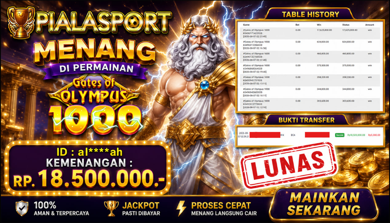 PIALASPORT JACKPOT SLOT GATES OF OLYMPUS 1000 Rp.18.500.000,- LUNAS