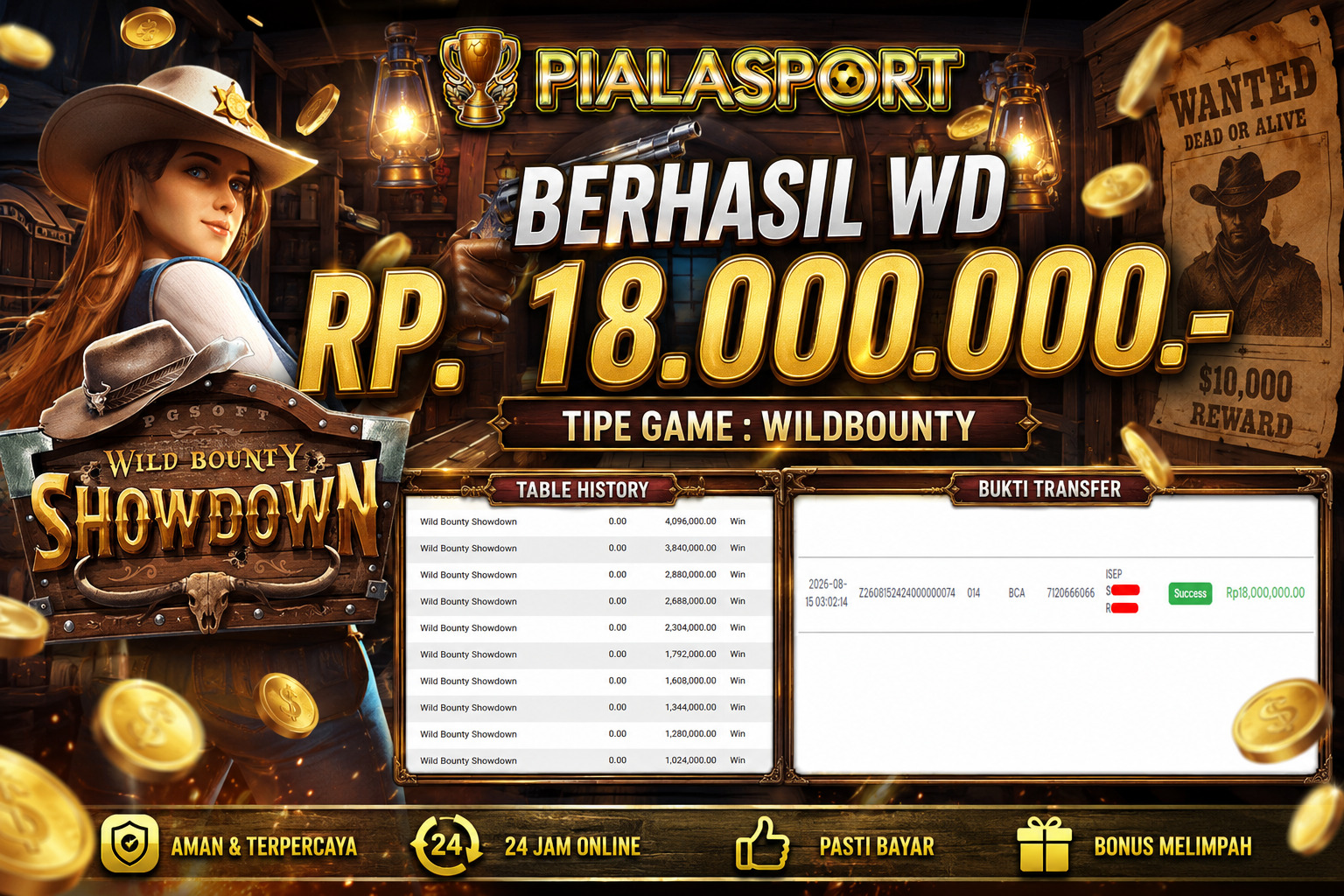 PIALASPORT JACKPOT  ''wildbounty Rp.18.000.000, BERHASIL WITHDRAW DIBAYAR LUNAS