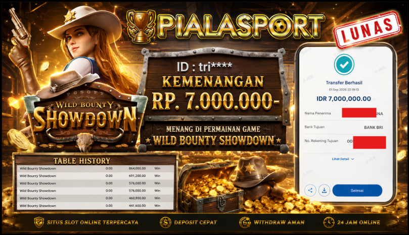 PIALASPORT JACKPOT WILD BOUNTY SHOWDOWN  Rp.7.000.000,- LUNAS