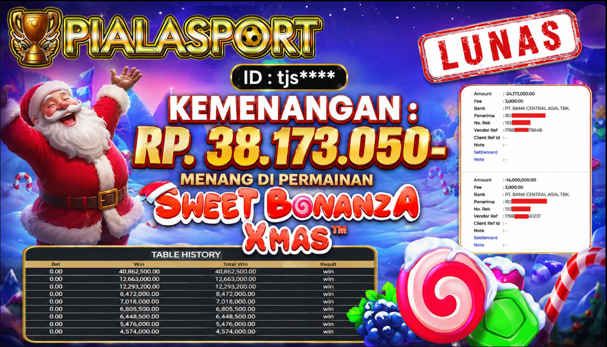 PIALASPORT JACKPOT SLOT SWEET BONANZA XMAS Rp 38.173.050,- LUNAS
